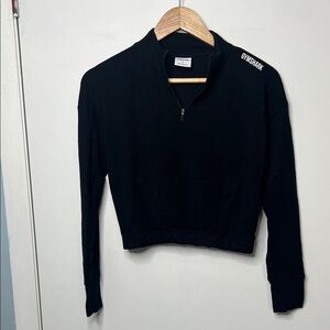 Gymshark Pippa Black Quarter-Zip Women's Cropped Hoodie